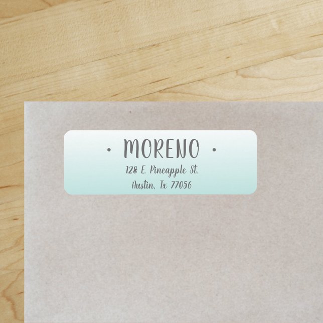 Étiquette tendance | Famille | Dégradé Turquoise | Adresse d ("Everyday is abundantly beautiful." 
Sincerely Best Wishes from Lucky Design World)