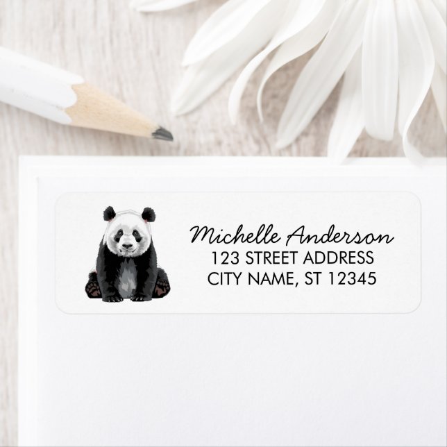 Étiquette Tendance Ourson Panda Mignon Adresse de Retour   (En situation)