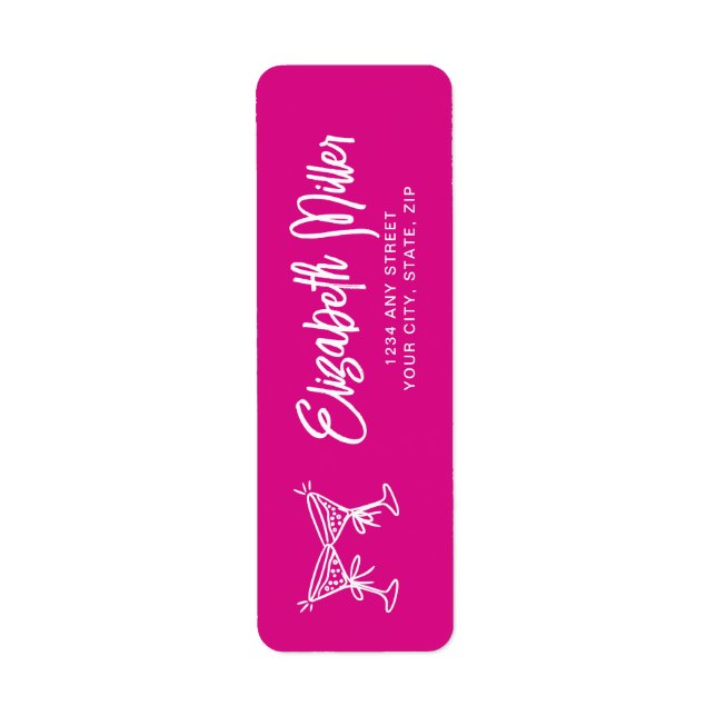 Étiquette Tendance rose Whimsical main tiré 30e anniversaire (Devant)