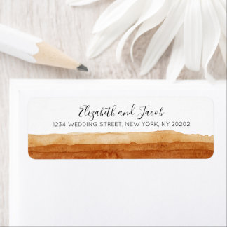 Étiquette Terracotta Abstrait Desert Watercolor Boho Mariage