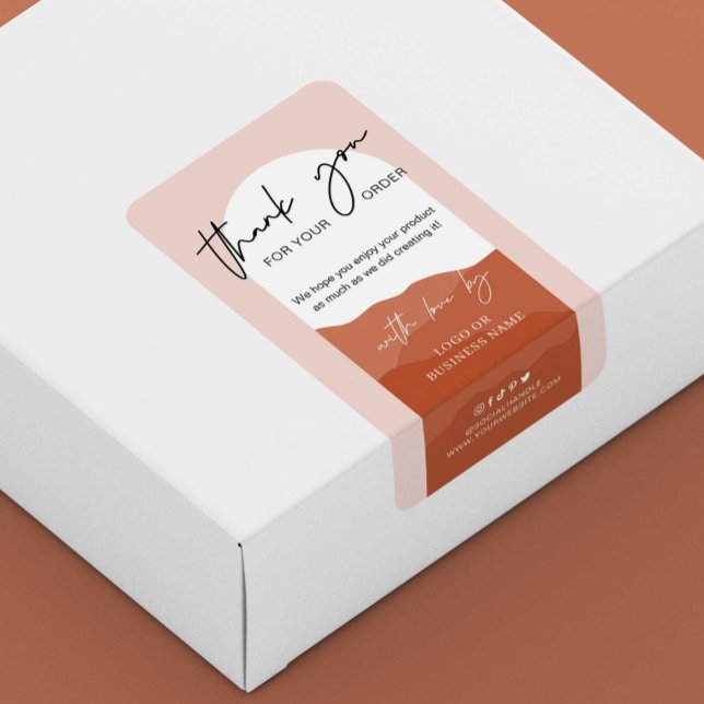 Étiquette Terracotta Arch Minimal Logo Thank You Box Seal (Créateur téléchargé)