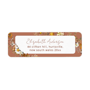 Étiquette Terracotta Boho Fête des mariées Florale