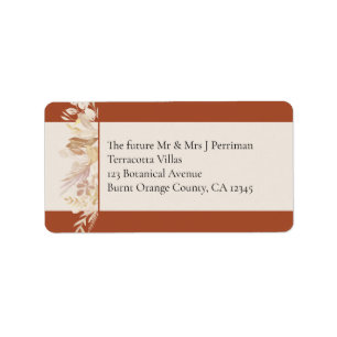 Étiquette Terracotta Crème Botanique Foliage RSVP Adresse