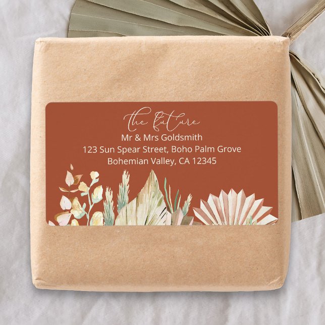 Étiquette Terracotta future M et Mme Adresse de retour Étiqu (Address labels from my Boho Palm Bridal Shower Collection)
