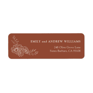 Étiquette Terracotta Ivory Daisy Adresse de Retour de Mariag