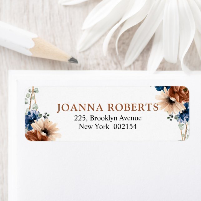 Étiquette Terracotta Marine Bleu Vert Mariage géométrique (En situation)