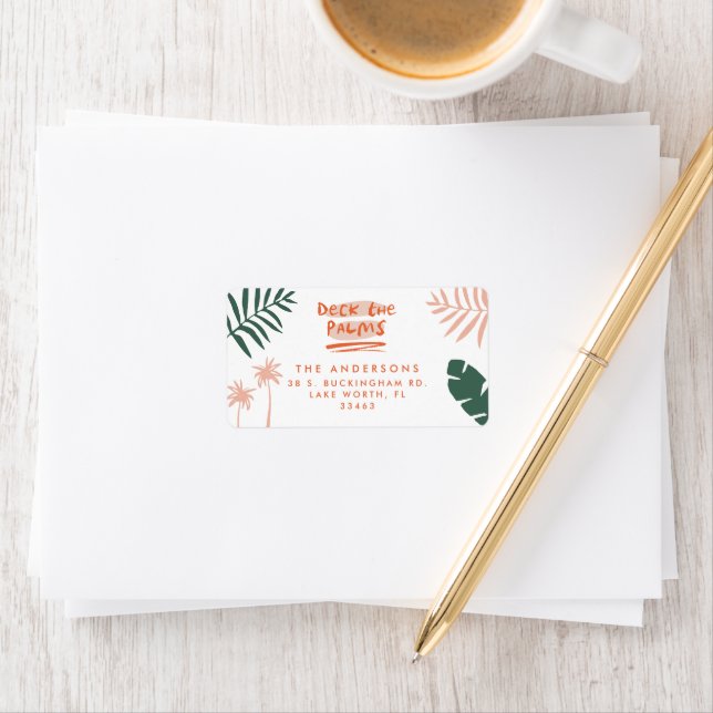 Étiquette terrasse les palmiers couleurs vives noël (En situation)