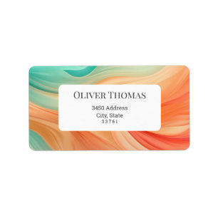 Étiquette terre cuite Abstraite et aquarelle verte de jade