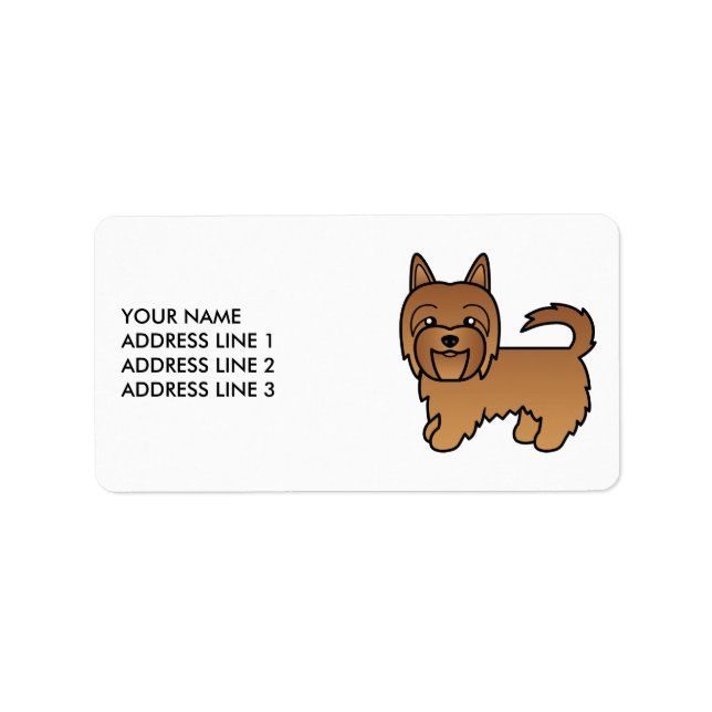 Étiquette Terrier Australien Rouge Chien de Dessin Animé Mig (Devant)