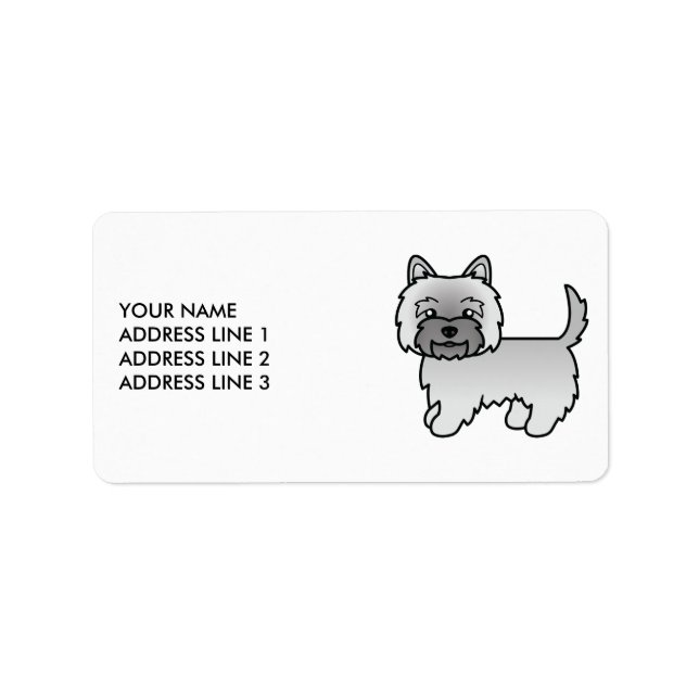Étiquette Terrier Cairn Gris Chien de Dessin Animé Mignon &  (Devant)