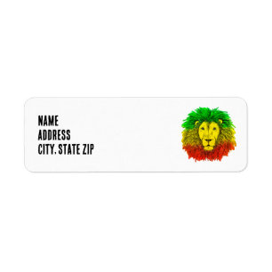 Étiquette Tête de lion rasta rouge jaune vert dessin Jamaïqu