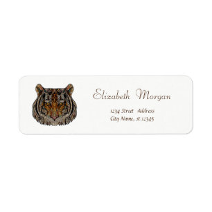 Étiquette Tête de tigre simple, blanche