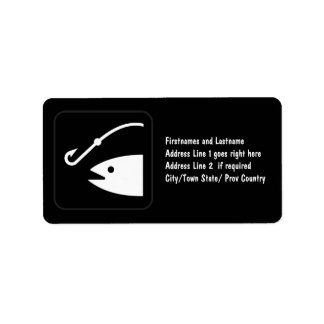 Étiquette Tête et crochet de poisson - noir et blanc