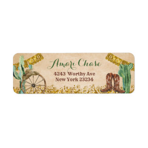 Étiquette Texas Western Cowboy Rustic Anniversaire Adresse
