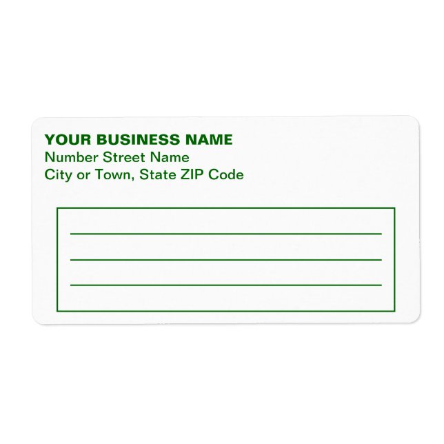 Étiquette Text Based in Green Business Shipping Label (Devant)