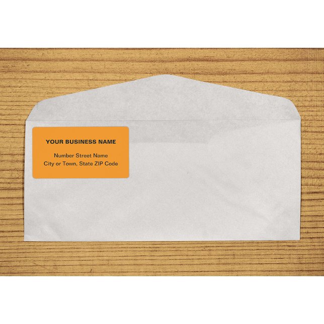 Étiquette Texte centré basé sur l'expédition d'entreprise or (Center aligned plain text business orange shipping label on envelope)