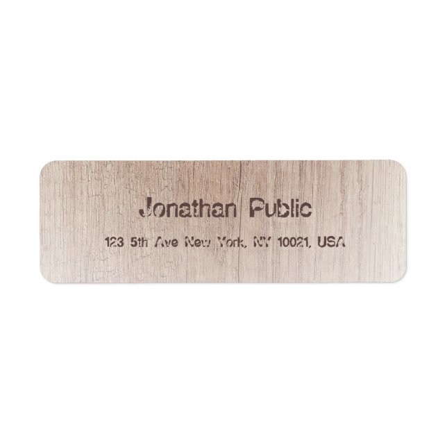 Étiquette Texte désordonné Bois de la planche Look Modèle Re (Devant)