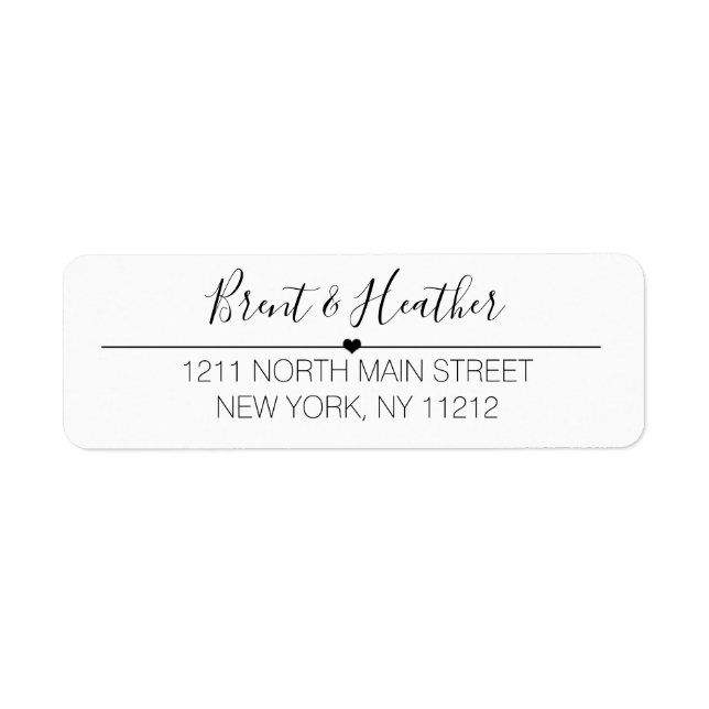 Étiquette Texte et coeur simple en noir blanc (Devant)