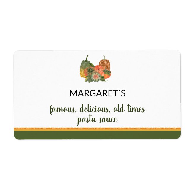 Étiquette Texte personnalisé d'automne Sauce (Devant)