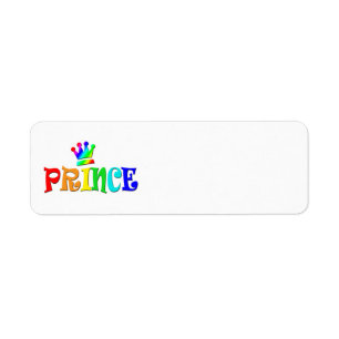 Étiquette Texte, prince et couronne d'arc-en-ciel de clipart