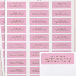 Étiquette Texte Serif Antique Simple Rose et Vert