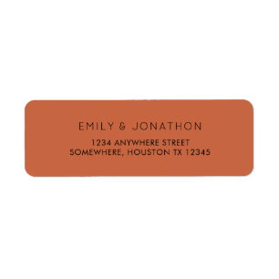 Étiquette Texte Simple Terracotta Nom de retour Adresse