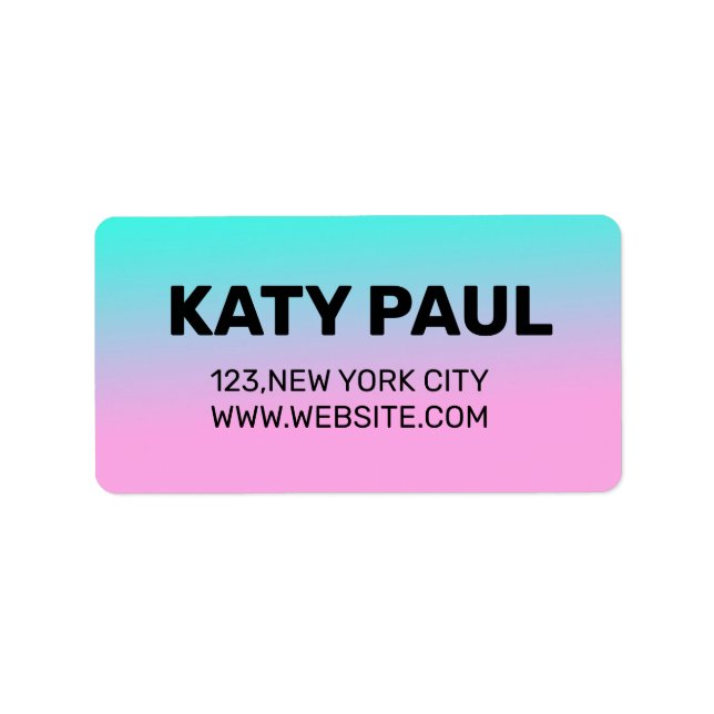 ÉTIQUETTE TEXTURE BLEU ROSE STYLE DE TEXTE MINIMAL SIMPLE (Devant)