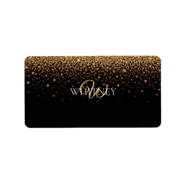 Étiquette Texture de luxe élégant avec paillettes dorées     (Devant)