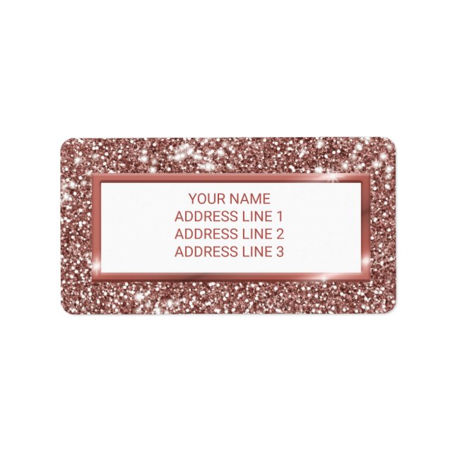 Étiquette Texture de paillettes en or rose faux et texte per (Devant)
