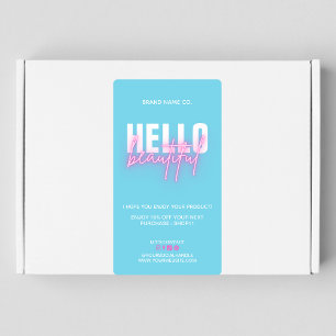 Étiquette Thank You For Order Blue Pink Hello beautiful