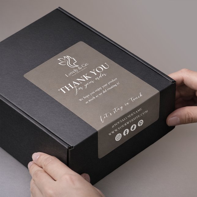 Étiquette Thank You Neutral Beige Beauty Shipping label (Créateur téléchargé)