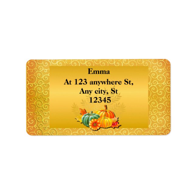 Étiquette Thanksgiving Automne Automne Maple Feuilles et cit (Devant)