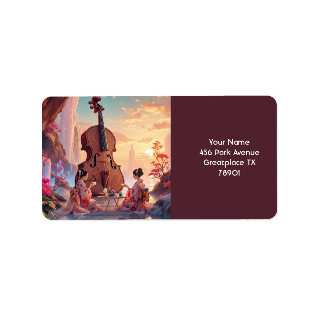 Étiquette Thé des Filles au Violon Fantaisie Mignonnes (Devant)