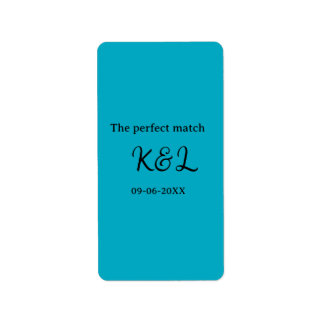 Étiquette The perfect match couple name letter date blue sim