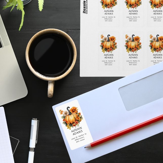 ÉTIQUETTE THÈME D'AUTOMNE COULEURS ORANGE CITROUILLE (Créateur téléchargé)