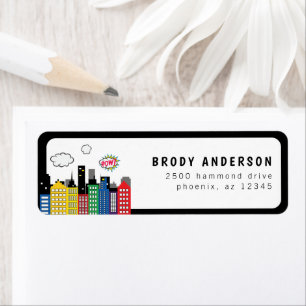 Étiquette Thème de bande dessinée de super-héros Adresse