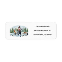Thème de fête de bonhomme de neige de hockey