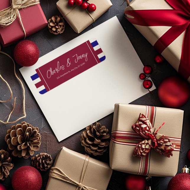 Étiquette Thème Royal Red et Blue Mariage (Let your envelope label speaks more about your royal theme)