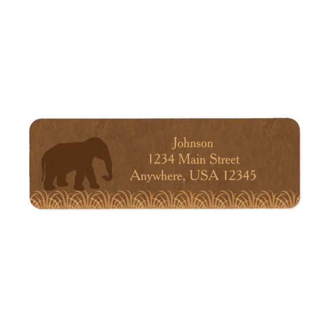 Étiquette Thème Safari | Silhouette d'éléphant | Personnalis (Devant)