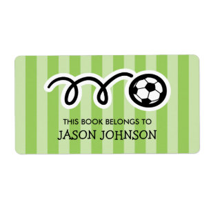 Étiquette This book belongs to kids soccer bookplate labels