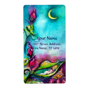 ÉTIQUETTE THUMBELINA DORMIR ENTRE FEUILLES ROSE