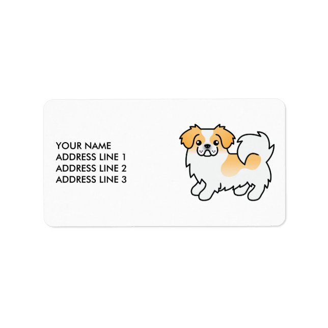 Étiquette Tibétain Spaniel Fawn Parti-Couleur Chien Mignon & (Devant)