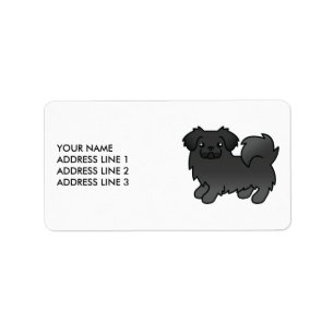 Étiquette Tibétain Spaniel Noir Chien de Dessin Animé Mignon