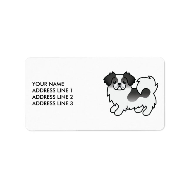 Étiquette Tibétain Spaniel Parti-Couleur Noir Chien Mignon & (Devant)