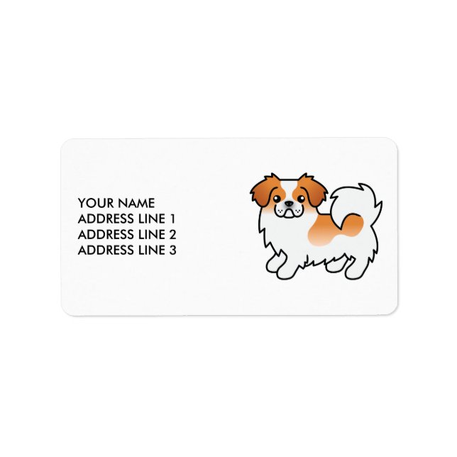 Étiquette Tibétain Spaniel Parti-Couleur Rouge Chien Mignon  (Devant)