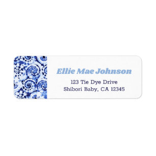Étiquette Tie Dye Blue Shibori Art Return Adresse Label