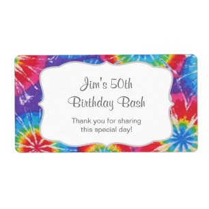 Étiquette Tie Dye Party Bouteille d'eau de faveur - customis