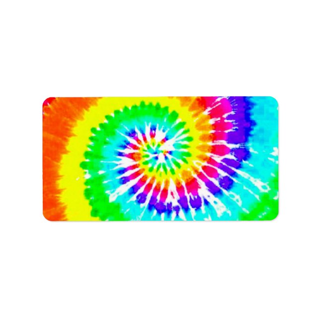 Étiquette Tie Dye Rainbow Swirl Neon Rainbow Coloris Motif (Devant)