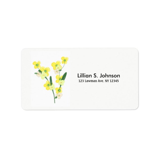 Étiquette Tiges de Fleur Jaune (Devant)