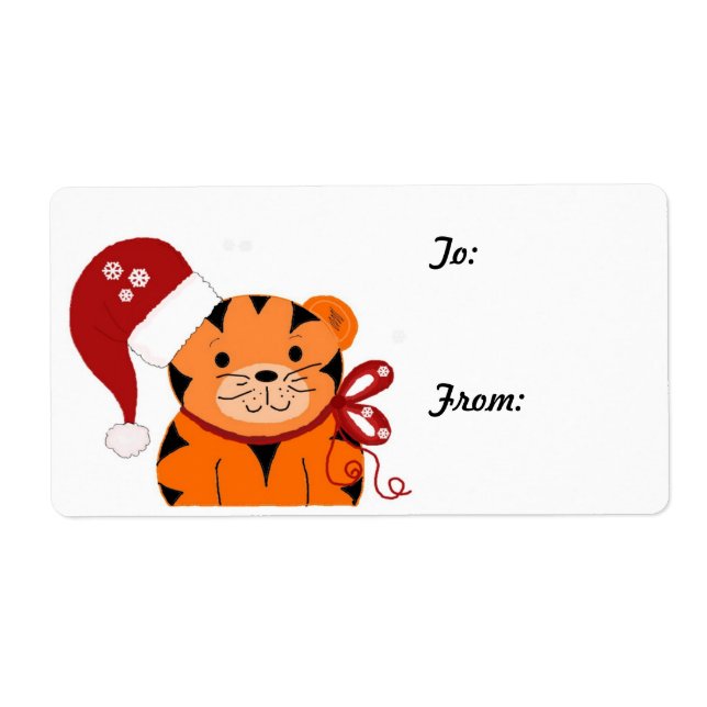 Étiquette Tigre de Noël (Devant)